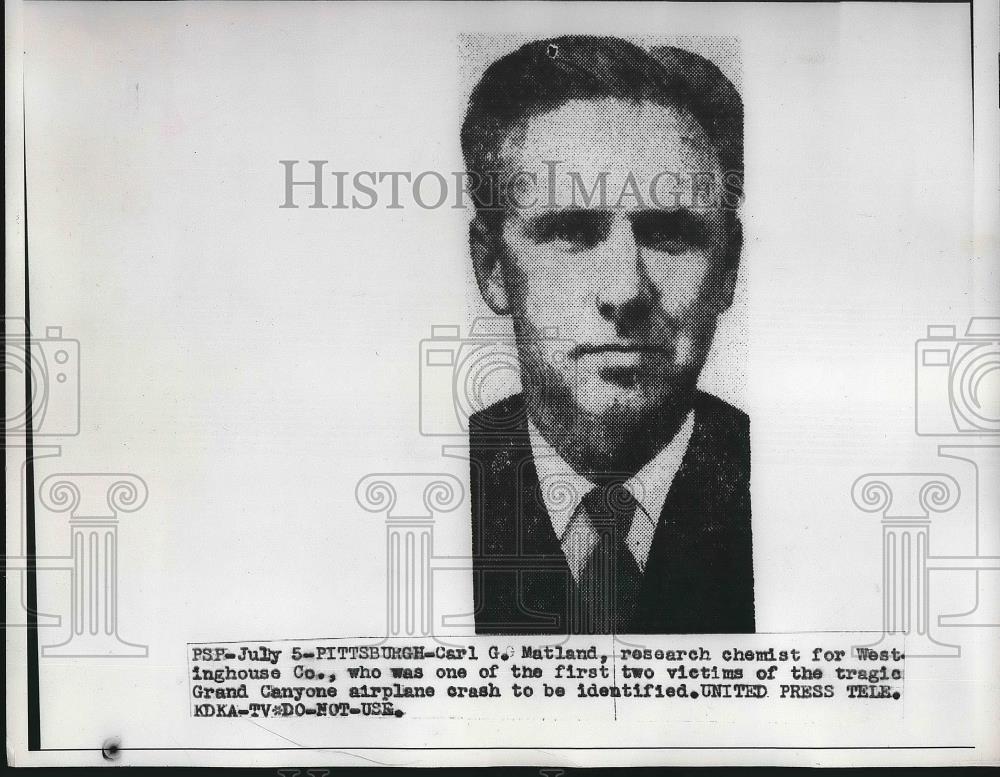 1956 Press Photo Carl G. Matland, research chemist killed in plane crash - Historic Images