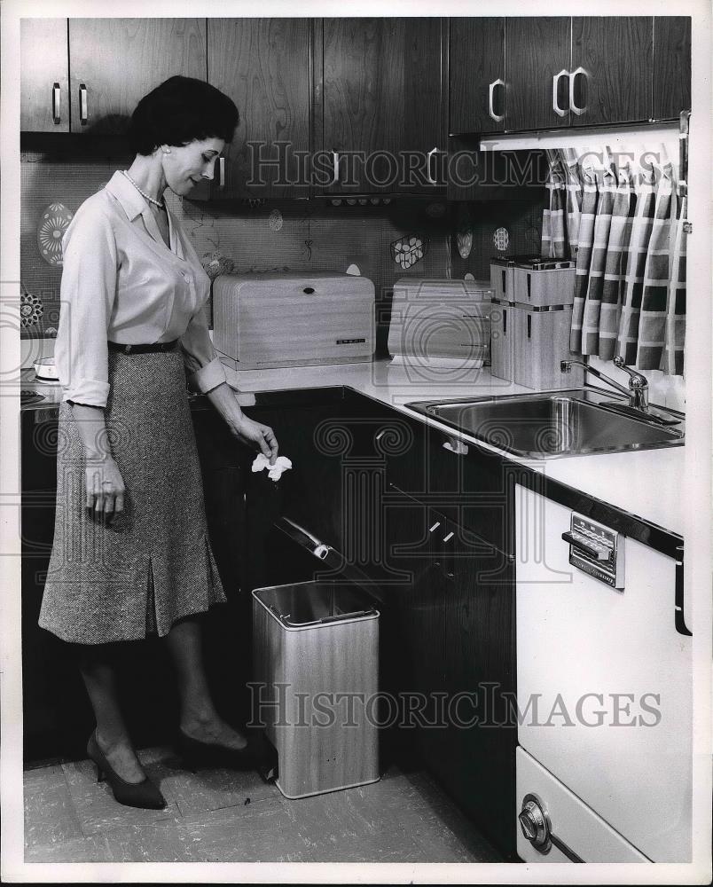 1962 Press Photo Woman in a kitchen cleaning - nea83071 - Historic Images