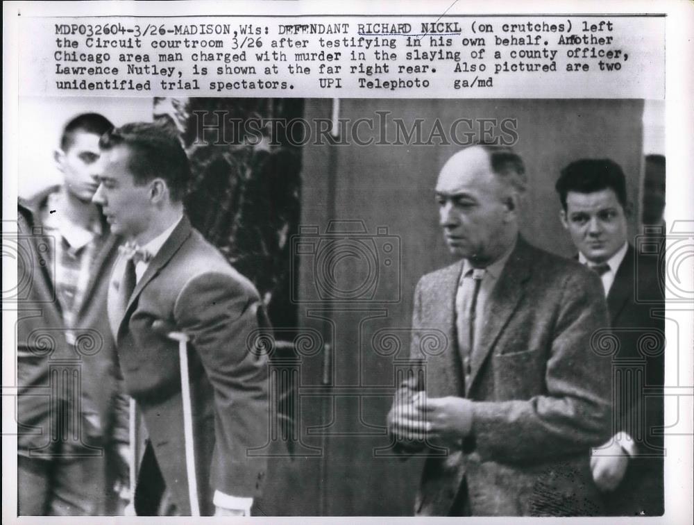 1962 Press Photo Defendants Richard Nickl & Lawrence Nutley Shown In Courtroom - Historic Images