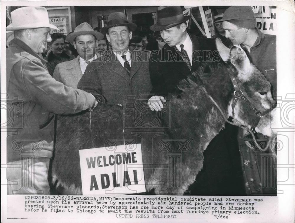 1956 Press Photo Adlai Stevenson Democratic Presidential Candidate Chicago - Historic Images