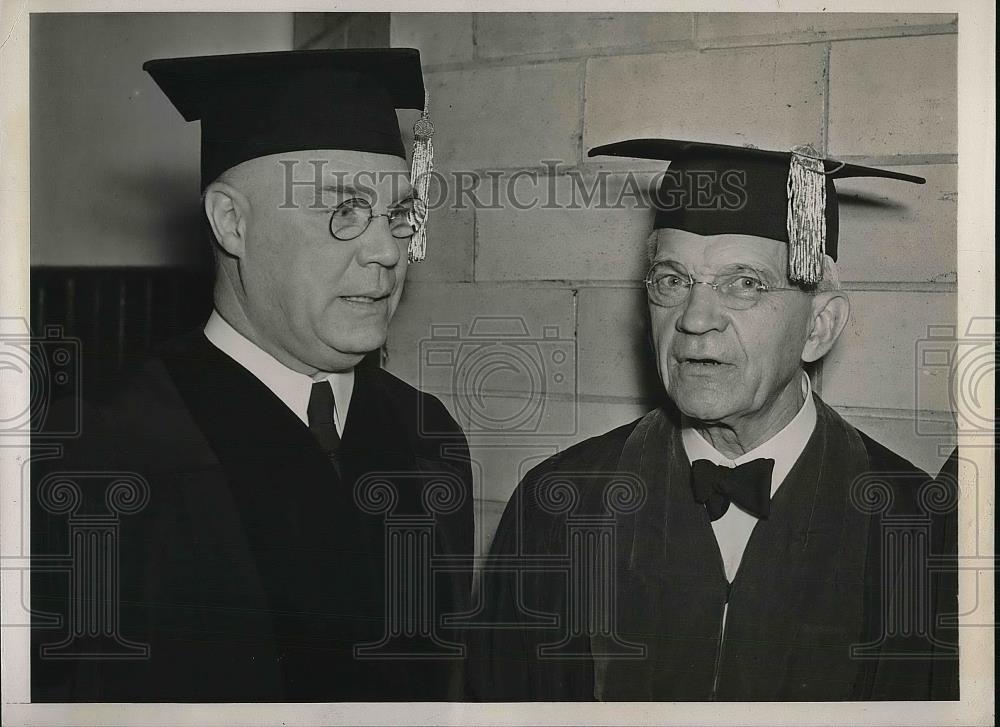 1940 Press Photo Maj. Gen. James Carre Magee & Dr. William Lyon Phelps at 115th - Historic Images