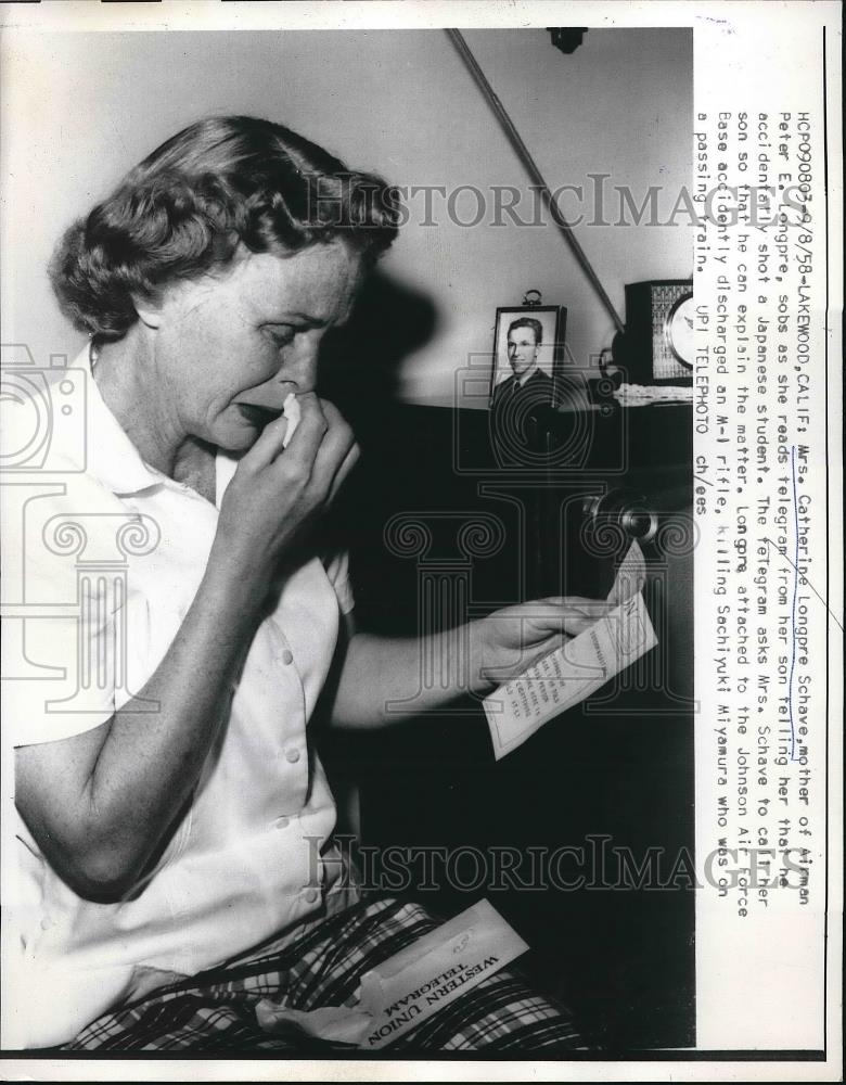 1958 Press Photo Catherine Longpre Schave Peter Longpre Accidental Shooting - Historic Images