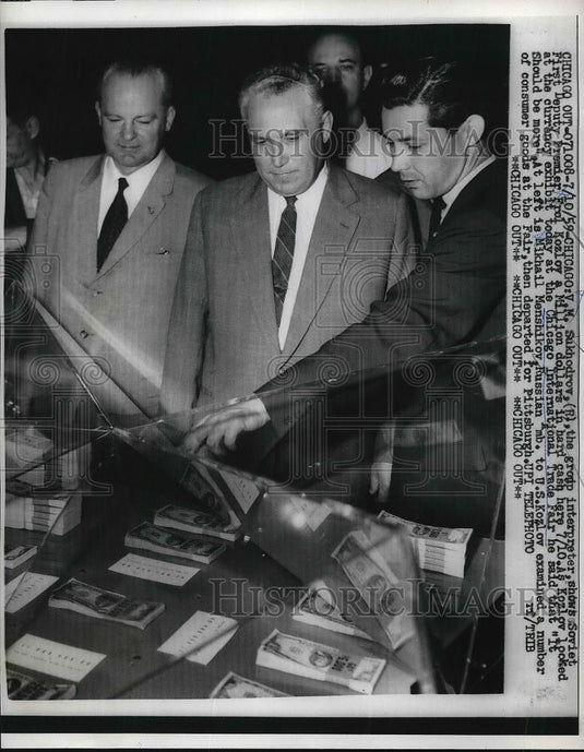 1959 Press Photo VM Sukhodrov Soviet First Deputy Frol Kozloy Mikhail Menshikov - Historic Images