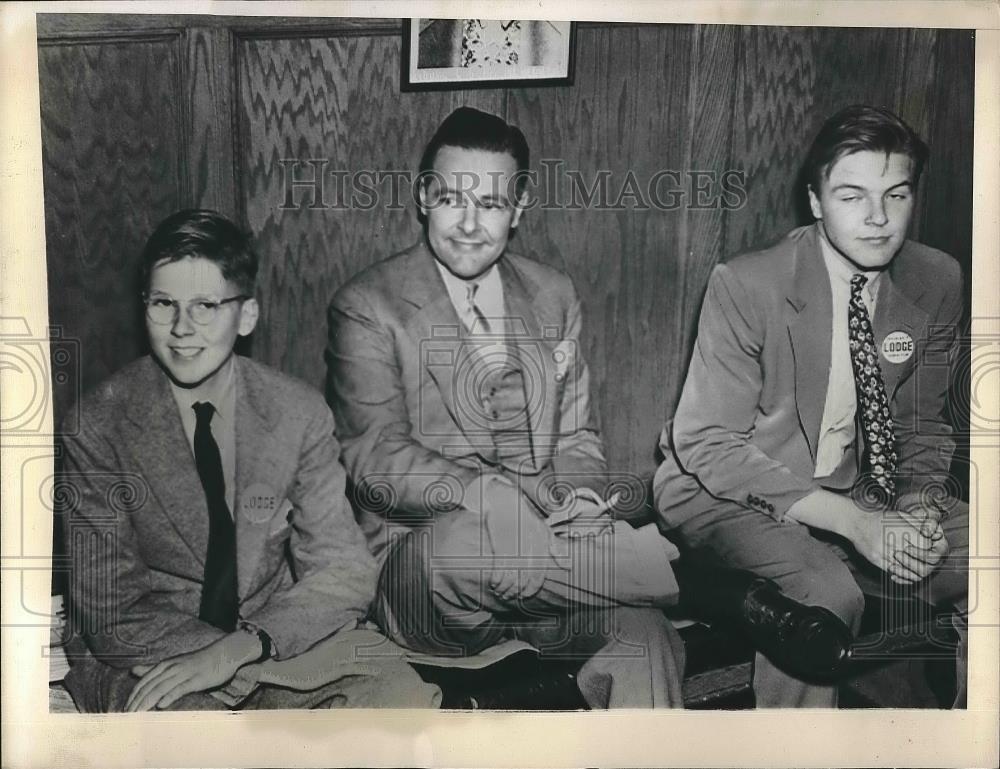 1946 Press Photo Henry Cabot Lodge Jr. w/ sons Henry Sears & George Cabot Lodge - Historic Images