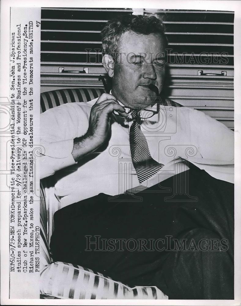 1952 Press Photo John J. Sparkman, Democratic Vice Presidential Candidate - Historic Images