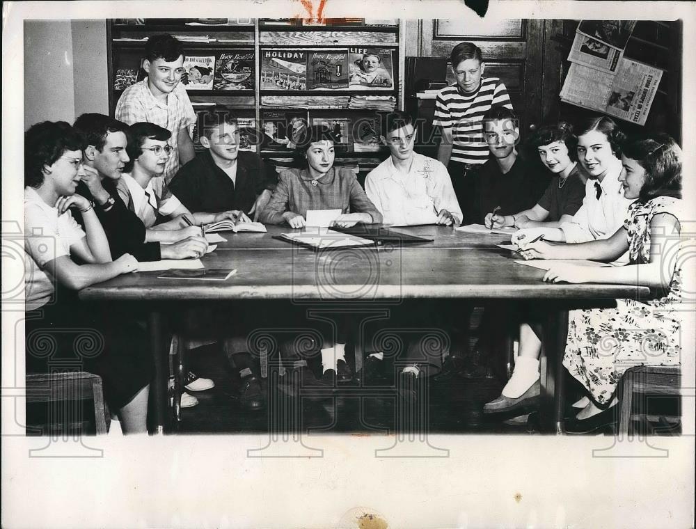 1949 Press Photo Student Council Jim Johns,Brooks Bray,Sue Stephens,Max Lees - Historic Images