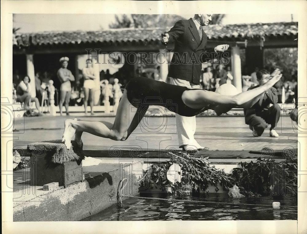 1938 Press Photo U.S. champion swimmer Katherine Rawls in Coral Gables, FL - Historic Images