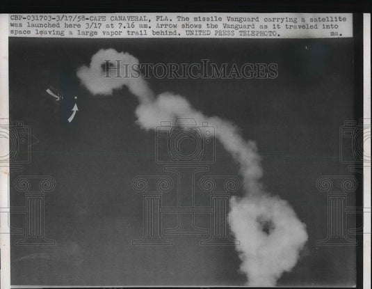 1958 Press Photo Cape Canaveral Florida Vanguard NASA Rocket - Historic Images