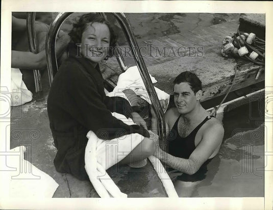 1938 Press Photo Miami Biltmore Country Club Swimmers Rawls and Flanagan - Historic Images