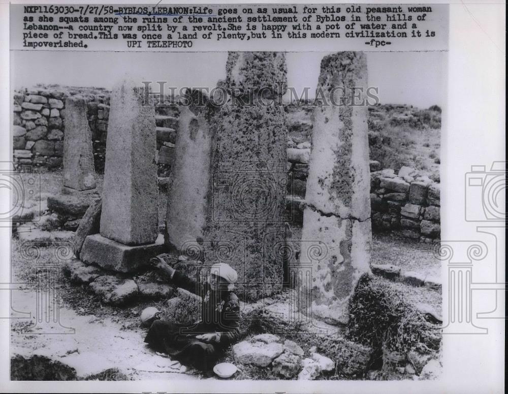 1958 Press Photo A villager in her village in Lebanon - Historic Images