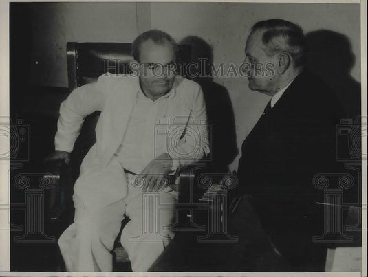 1932 Press Photo Tom Mooney Warden J.J. Holohan San Quentin Prison - Historic Images
