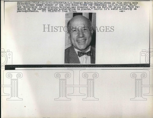 1961 Press Photo Melvin Calvin, US Chemist Wins 1961 Nobel Prize - Historic Images