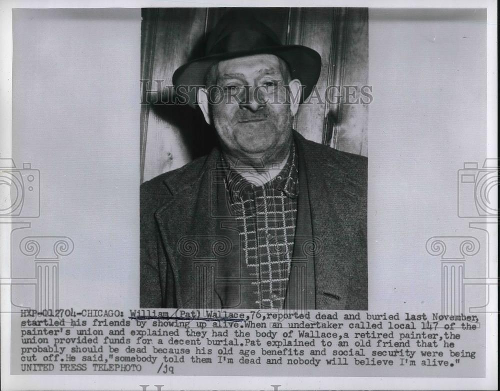 1955 Press Photo William Wallace retired painter reported that he&#39;s dead. - Historic Images