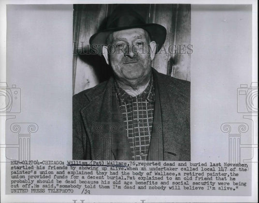 1955 Press Photo William Wallace retired painter reported that he's dead. - Historic Images