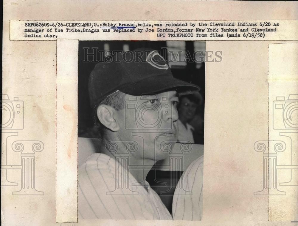 1958 Press Photo Bobby Bragan released by the Cleveland Indians as Manager - Historic Images