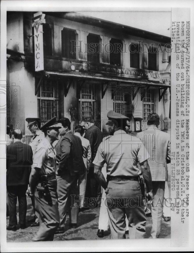 1964 Press Photo Burned Out Building of YMCA in Cristobal - Historic Images