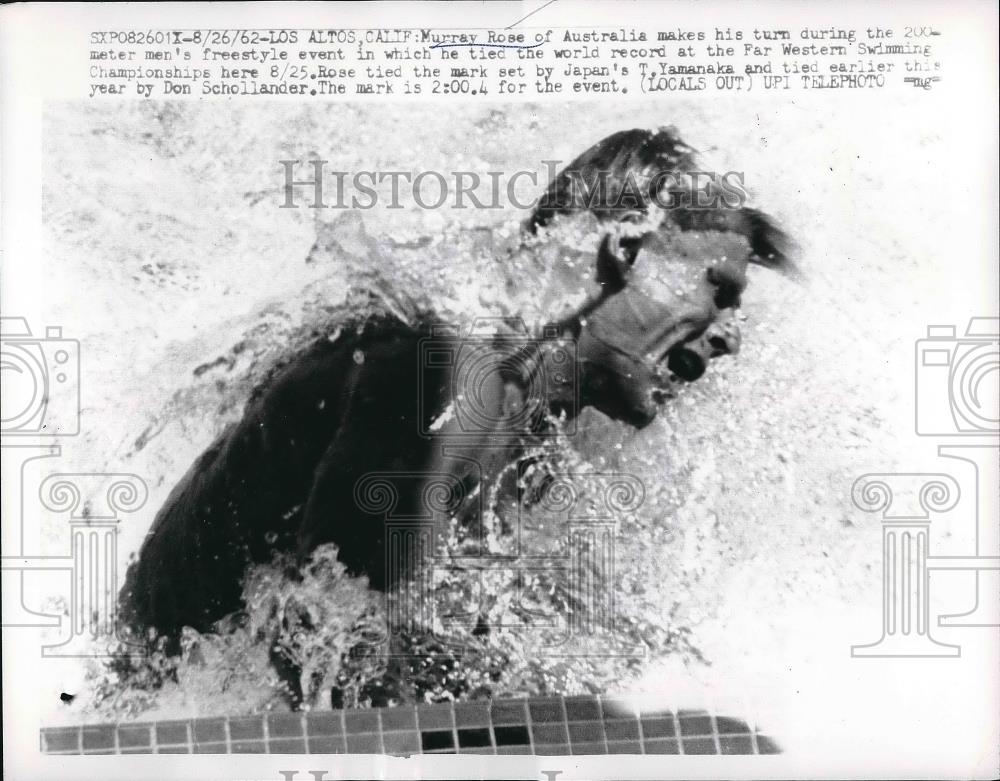 1962 Press Photo Murray Rose of Australia in 200 Meter Freestyle - Historic Images