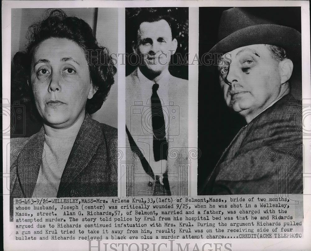 1950 Press Photo Mrs. Arlene Krul husband critically injured - Historic Images