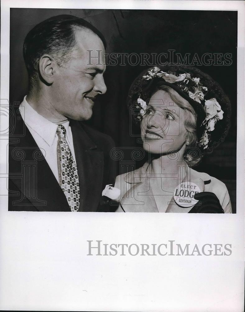 1959 Press Photo John Davis Lodge Actor Politician Ambassador Wife Francessca - Historic Images