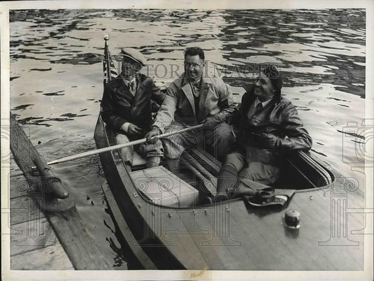 1932 Press Photo Thomas Hand, Robert Johnson, Roger Millen, Coastline Tour Trip - Historic Images