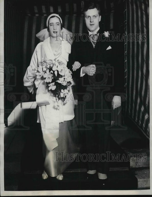 1932 Press Photo Virginia Doering & Robert Martin McCutcheon Stevenson wed at - Historic Images
