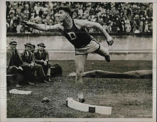 1935 Press Photo Anthony Geniawicy, Shotput Player. - Historic Images