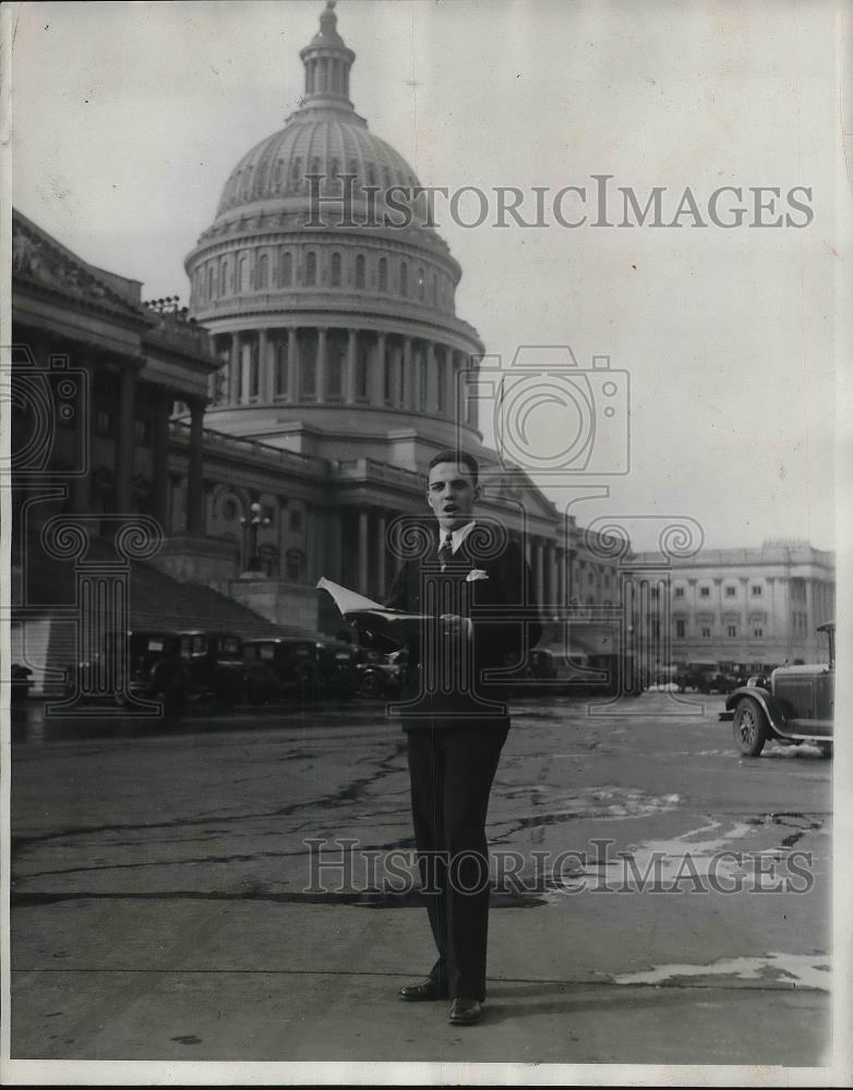 1928 Press Photo Adolph Turner, House Page Boy, Washington Opera Company - Historic Images