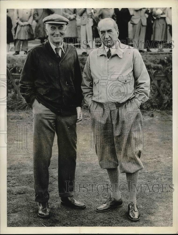 1936 Press Photo John Simon &amp; Stanley Bruce at Royal Golf Tournament - Historic Images