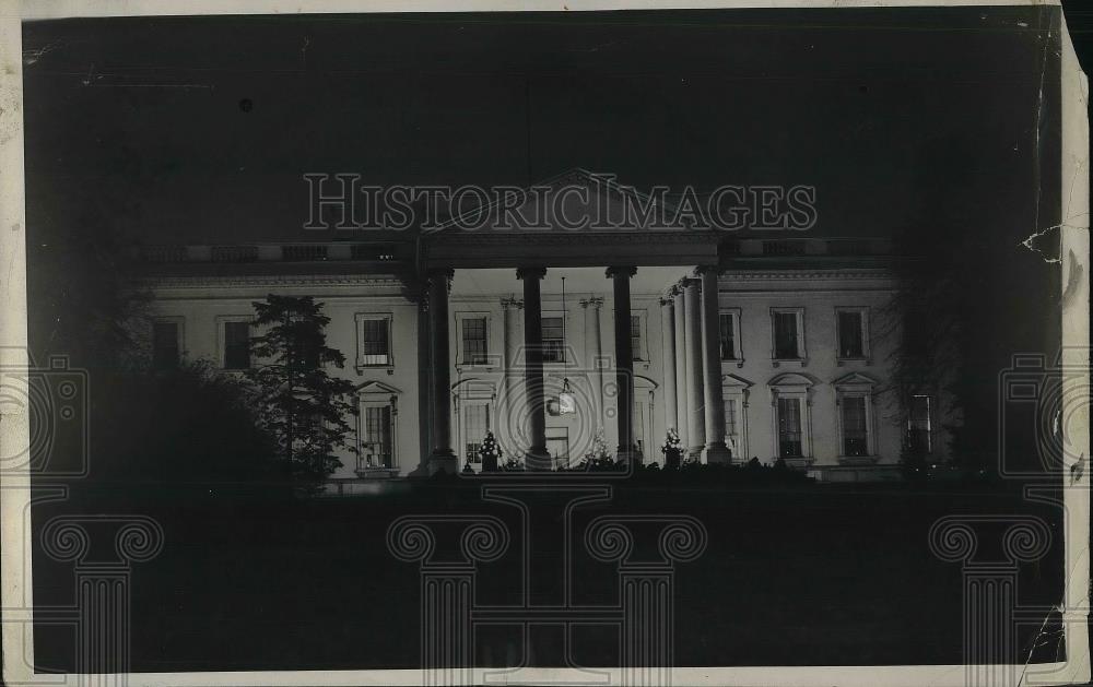 1931 Press Photo Night View of White House, Christmas, Washington, D.C. - Historic Images