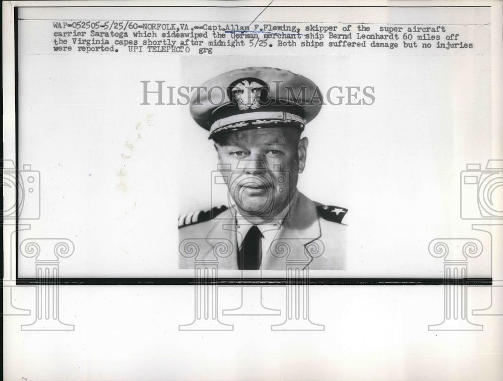 1960 Press Photo Carrier Saratoga Skipper Captain Allan Fleming Portrait - Historic Images