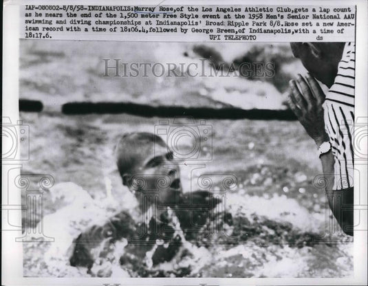 1958 Press Photo Murray Rose in Men's Senior National AAU 1500 Meter Freestyle - Historic Images