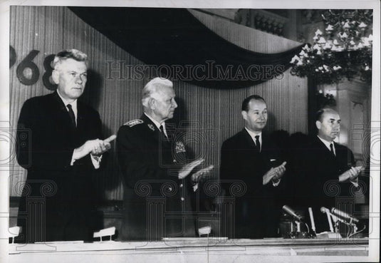 1968 Press Photo Czechoslovakian Leaders Celebrating Anniversary at Prague - Historic Images