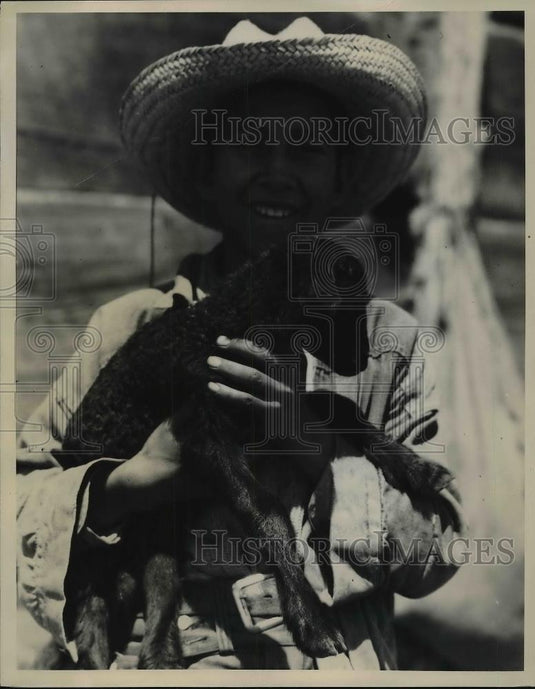 Press Photo Karakul Lamb, Persian Lamb, Ortiz Y Pino Ranch, Galisteo, New Mexico - Historic Images