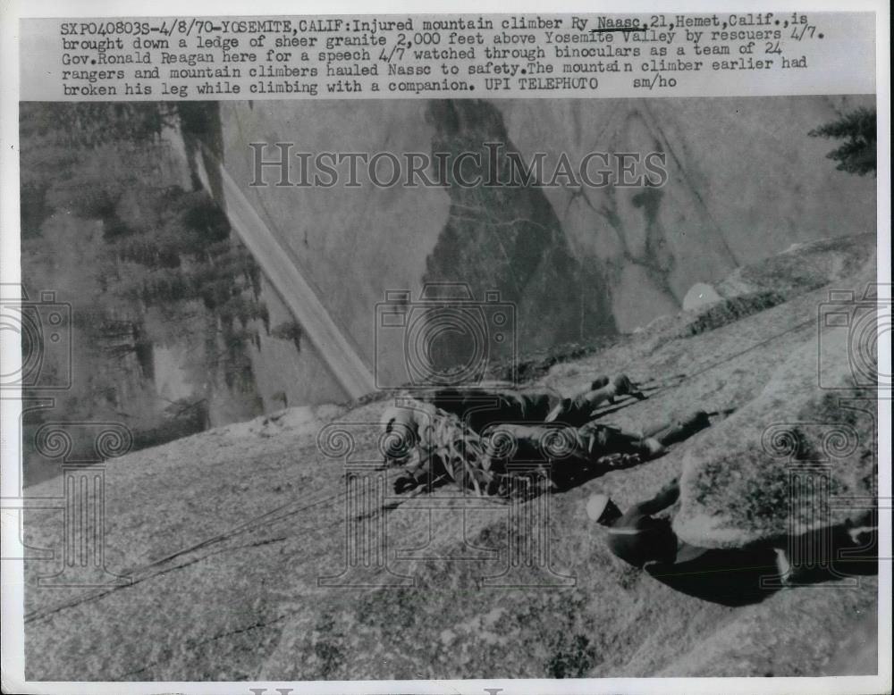 1970 Press Photo Injured Mountain Climber Ry Naasc In Hemet California - Historic Images