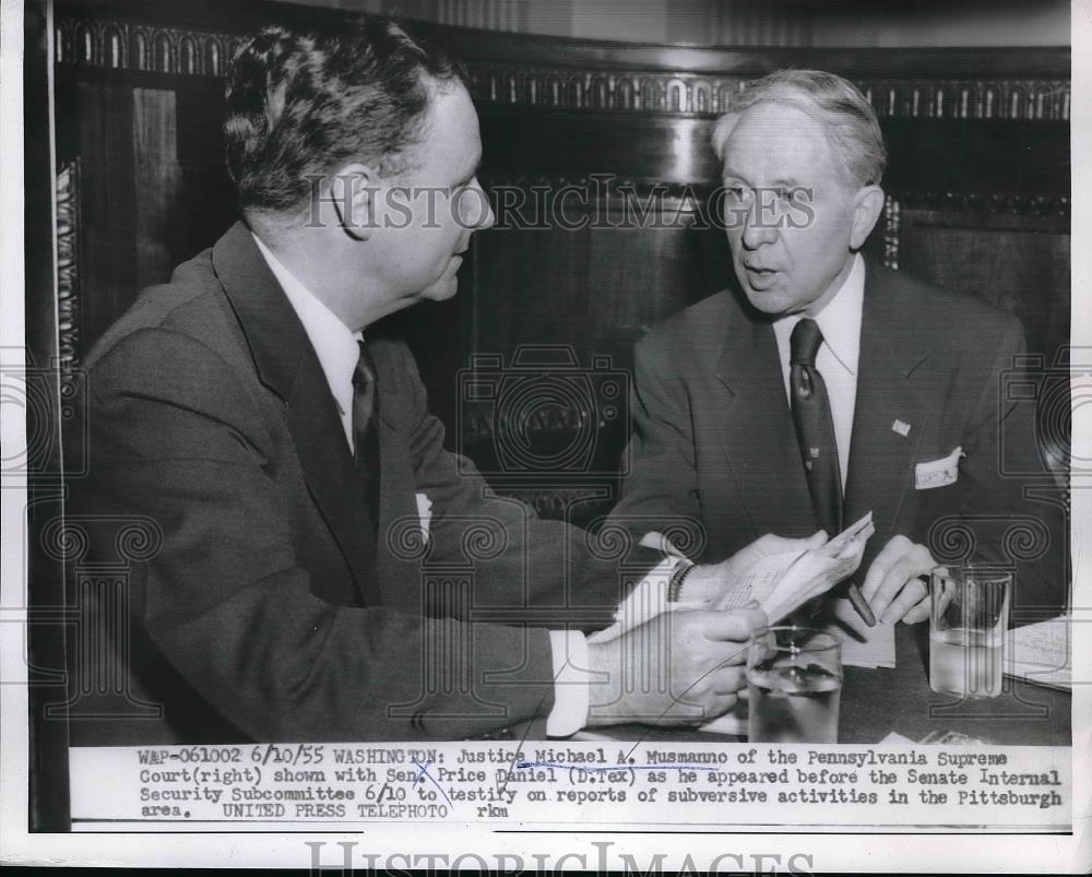 1955 Press Photo Justice Michael A. Musmanno &amp; Senator Price Daniel - Historic Images