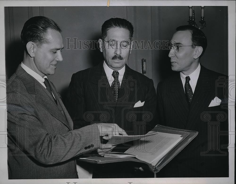 1944 Press Photo International Aviation Council Luis Machado Col Pedro Chapa - Historic Images