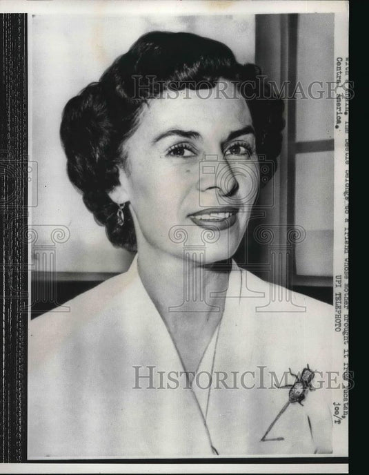 1962 Press Photo live beetle jeweled pin modeled by Lucy Cross - neb18900 - Historic Images