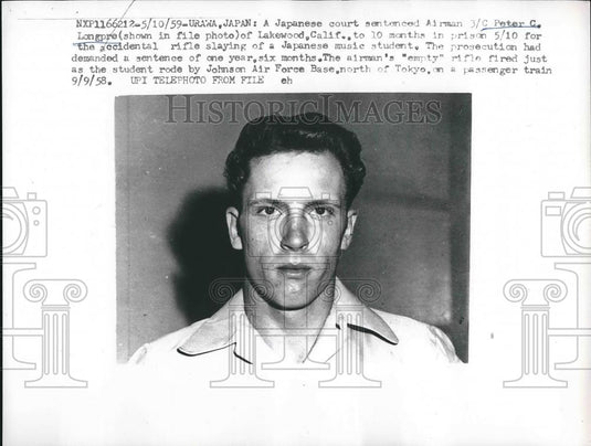 1959 Press Photo Airman 3/C Peter C. Longpre Sentence Accidental Rifle Slaying - Historic Images