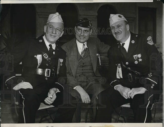 1938 Press Photo James Fisk,Drew Bernard & Joseph Long California Commander - Historic Images