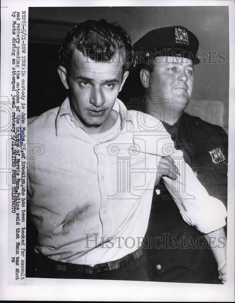 1956 Press Photo John Fuchs Brooklyn New York Arrested For Assault - Historic Images