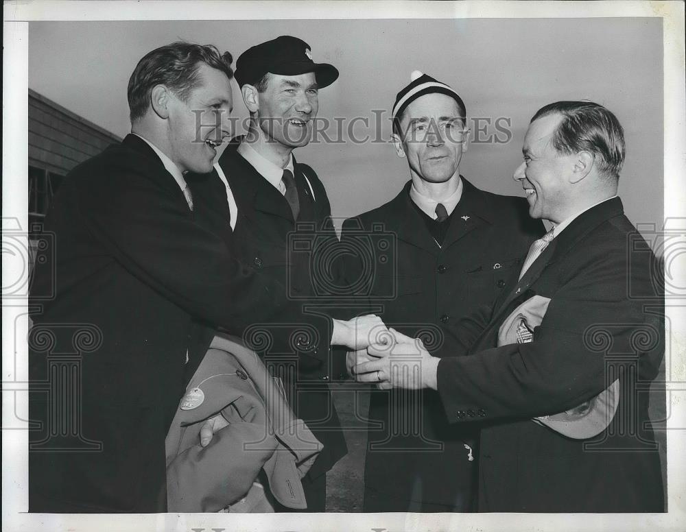 1950 Press Photo Ralf Peter Boorde Eino Elo Finland A Wahlroos Norwegian Skiiers - Historic Images