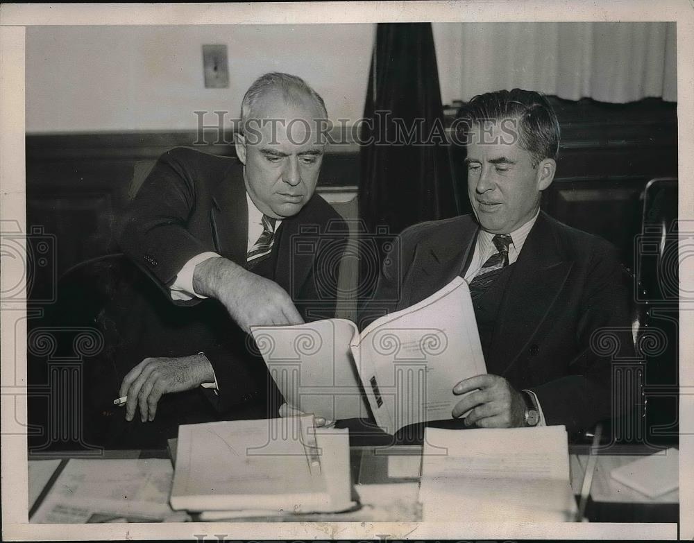 1936 Press Photo Chester Davis and Henry A. Wallace at meeting - Historic Images