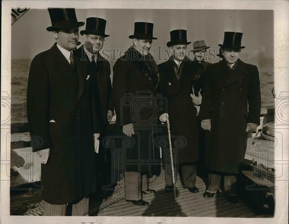 1939 Press Photo Brazil Foreign Minister Dr Oswalso Aranha &amp; Aides Shown - Historic Images