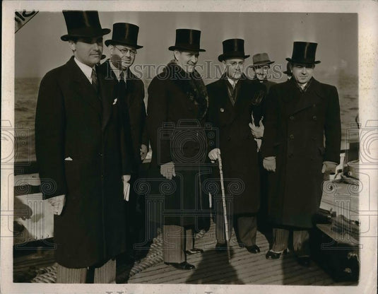 1939 Press Photo Brazil Foreign Minister Dr Oswalso Aranha & Aides Shown - Historic Images