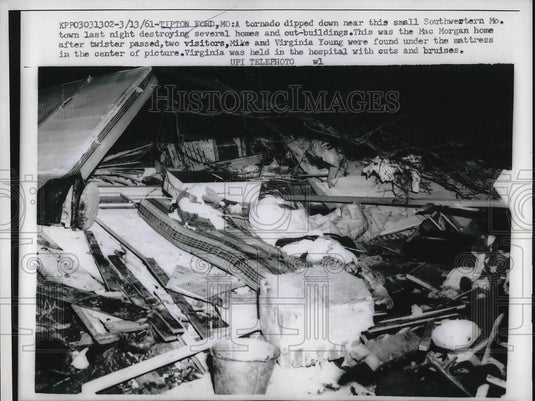 1961 Press Photo Mac Morgan's home after a tornado in Southwestern Mo - Historic Images