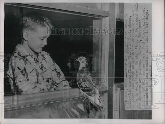 1954 Press Photo Oscar The Pigeon Clause Hood Child Enid Oklahoma - neb13951 - Historic Images