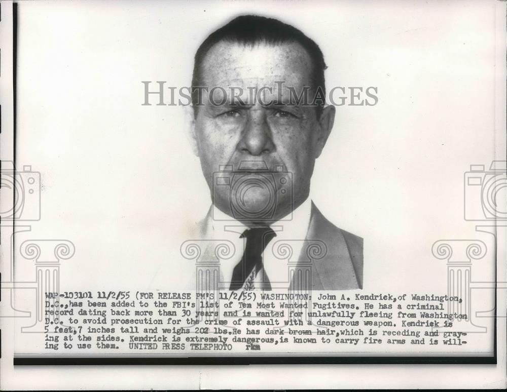 1955 Press Photo John Kendrick on most wanted list - neb19201 - Historic Images