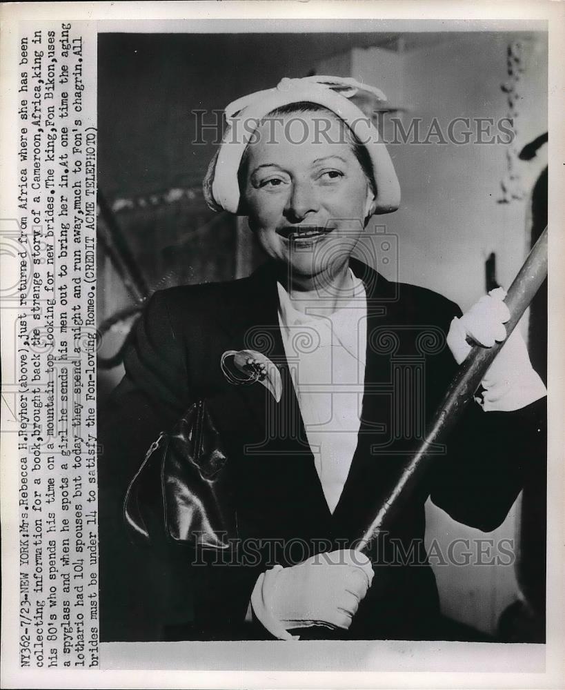 1951 Press Photo Mrs Rebecca Reyher returning from Africa for her book - Historic Images