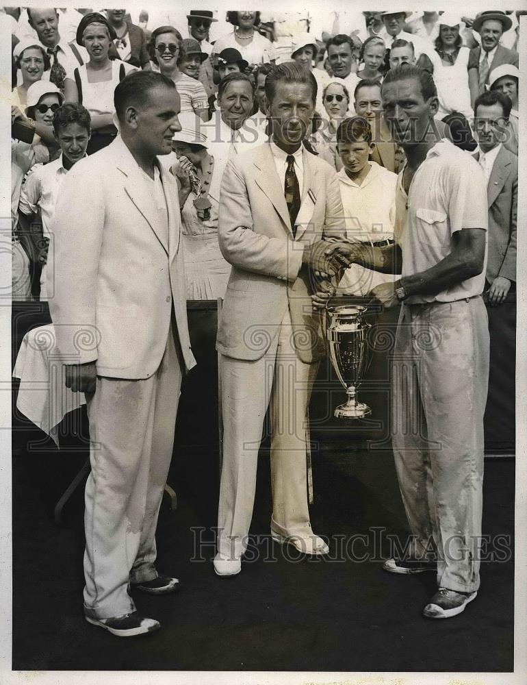 1932 Press Photo Karel Kozeluh Czech Tennis Champion Hans Nusslein - neb19024 - Historic Images