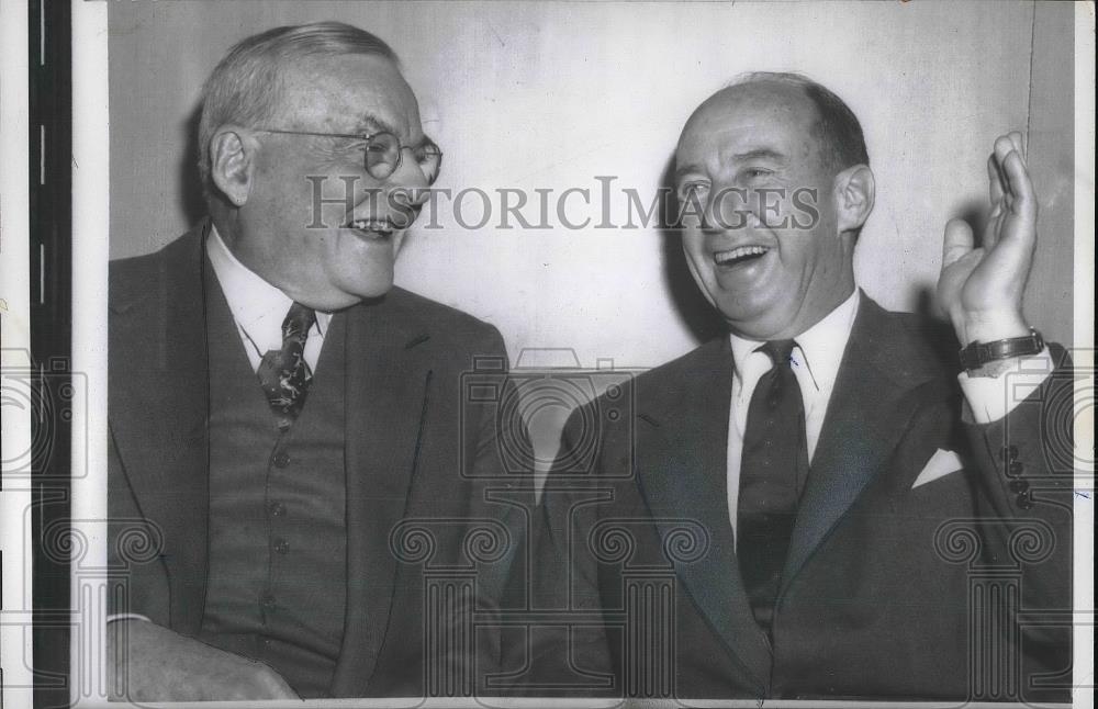 1957 Press Photo Adlai Stevenson and John Foster - Historic Images